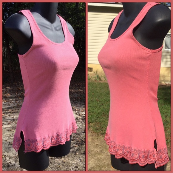 Lace trimmed Tank, sz S - Picture 6 of 6